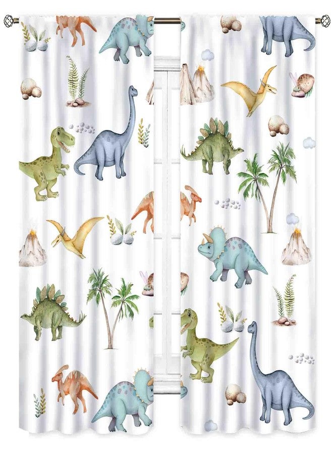 TKUYO Dinosaur Curtains for Boys Room, Cartoon Dino Funny Cute Dinosaur Safari Animals Colorful Window Treatments Drapery for Kids Girls Baby Bedroom Living Room Nursery Bathroom 2 Panels, 42"x45" Inch - Image 2